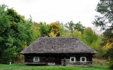 Kiev, Ukrain yakınlarındaki Pirohiv (Pirogovo) köyündeki antik Ukrayna kırsal evi