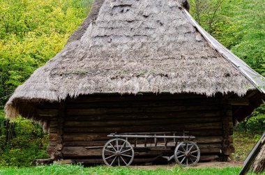 Kiev, Ukrain yakınlarındaki Pirohiv (Pirogovo) köyündeki antik Ukrayna kırsal evi
