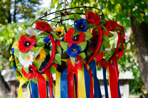 Counter Ukrainian Wreaths National Ukrainian Headdress Fair — Stock Photo, Image