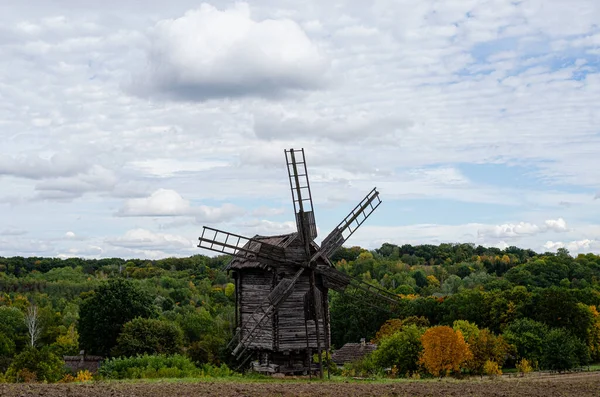 Old, wooden mill of the XVII century  Grain Mill A Dutch windmill standing in Jurowce in Podlasie in Poland October 2020