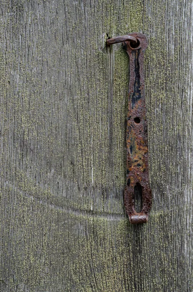 Rural Wooden Door Metal Hook Minimalism Color Geometry Lines Texture — Stock Photo, Image