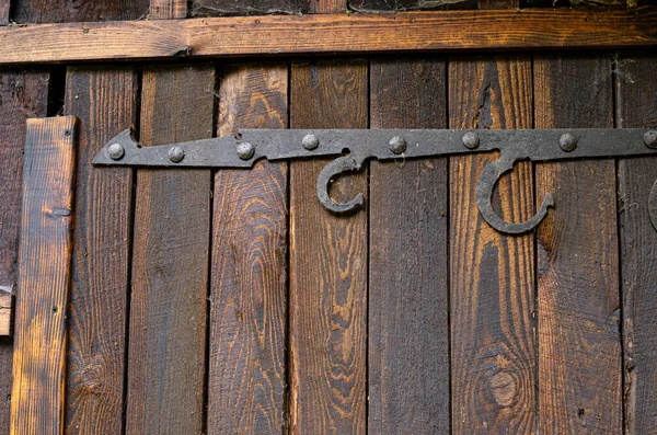 Rural Wooden Door Metal Hook Minimalism Color Geometry Lines Texture — Stock Photo, Image