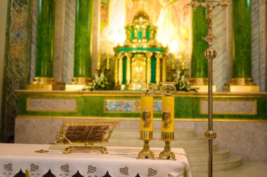 Kyiv, Ukrayna - 24 Ağustos 2021: Aziz Anthony Kilisesi 'nin tutuklu odası ve Kyiv Pechersk Lavra, Kyiv Ukrayna