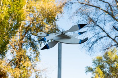 Çocuk oyuncağı çevirici (vane) Rüzgarda bir kuş gibi dönüyor