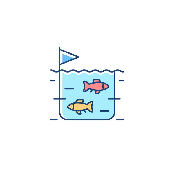 Fish Farming Rgb Color Icon Промышленность Производства Рыбоводства Разведение Рыб — стоковый вектор