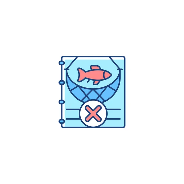 Iuu釣りRgbカラーアイコン 無報告 無規制の漁業 免許や許可なしで釣り 漁獲量規制 孤立したベクトル図 簡単な線画 — ストックベクタ