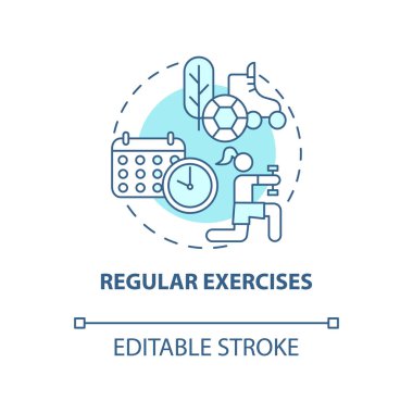 Düzenli egzersiz konsepti simgesi. Yüksek tansiyon önleme fikri soyut ince çizgi çizimi. Beden eğitimi dersleri. Kalp sağlığını destekleyin. Vektör izole edilmiş dış hat renk çizimi. Düzenlenebilir vuruş