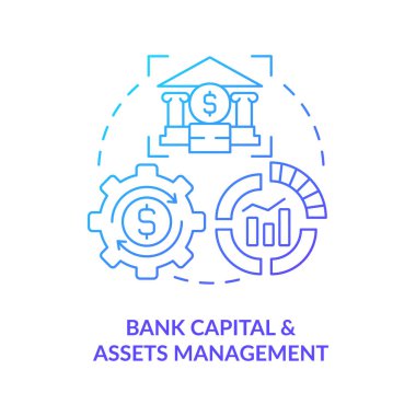 Banka sermayesi ve varlık düzenleme konsepti ikonu. Sermaye ölçüm süreci. Finansal yönetim sistemi soyut fikir ince çizgi çizimi. Vektör izole edilmiş dış çizgi renk çizimi