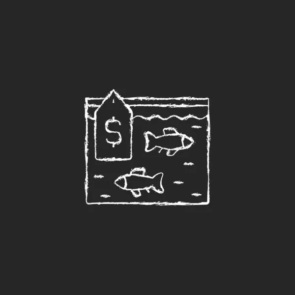 暗い背景に魚の貿易チョーク白のアイコンをライブ 新鮮な魚の販売 水族館や観賞魚 消費者の需要 商業漁業 黒の絶縁ベクトルチャークボードのイラスト — ストックベクタ