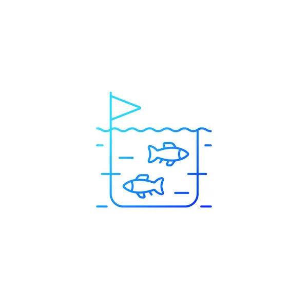 Ícone Vetorial Linear Gradiente Piscicultura Indústria Produção Piscicultura Criação Peixes — Vetor de Stock