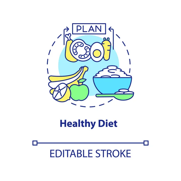 健康的な食事の概念のアイコン 高張力防止チップ抽象的なアイデア細い線図 健康的な食事計画 高血圧治療 ベクトル分離アウトラインカラー図面 編集可能なストローク — ストックベクタ