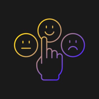 Karanlık tema için duygusal olgunluk vektör simgesi. Duyguları kontrol etme ve yönetme yeteneği. Güven ve sorumluluk. İnce çizgi renk sembolü. Modern tarz pictogram. Vektör izole çizimi