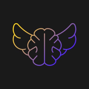 Karanlık tema için bağımsız düşünme vektörü simgesi. Bireysel görüş. İyi bilgili ve zeki biri. İnce çizgi renk sembolü. Modern tarz pictogram. Vektör izole çizimi