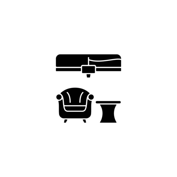 Gedruckte Möbel Design Schwarzes Glyph Symbol Innovative Fertigungsmethode Sessel Prototyp — Stockvektor