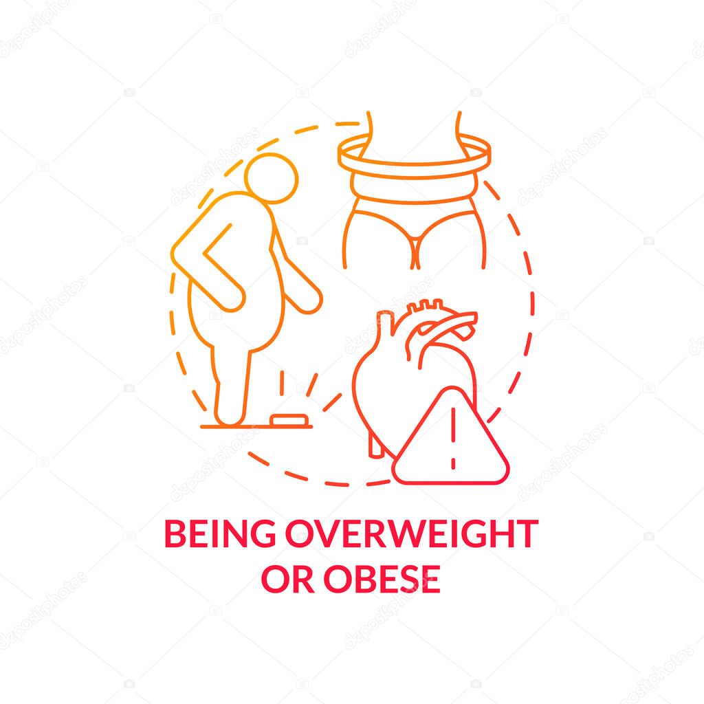 Being overweight and obese concept icon. Hypertension cause abstract idea thin line illustration. Belly fat. Straining on blood arteries. Increasing body mass. Vector isolated outline color drawing