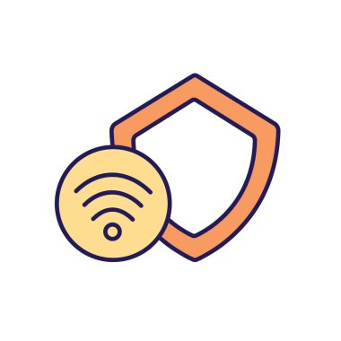 Kablosuz güvenlik sistemi RGB renk simgesi. Dijital cihaz. Akıllı ev. Ev güvenliği ve koruma. Koruyucu hareket ve duman dedektörü. İzole vektör çizimi. Basit doldurulmuş çizgi çizimi