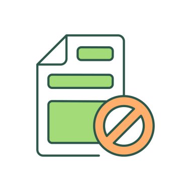 Anlaşma ihlali RGB renk simgesi. Resmi sözleşme ihlali. Sözleşmesiz hizmet. Online anlaşma. Onaylanmamış sertifika. İzole vektör çizimi. Basit doldurulmuş çizgi çizimi