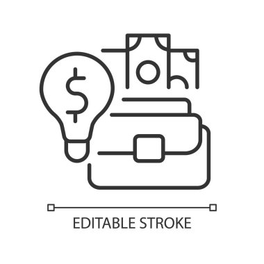 Girişimciliğin doğrusal simgesi olma yeteneği. Yetenekli bir girişimci. Başarılı iş adamları ve yönetmen. İnce çizgi özelleştirilebilir illüstrasyon. Contour sembolü. Vektör izole çizim. Düzenlenebilir vuruş