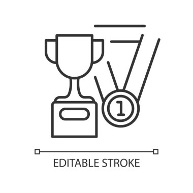 Spor yeteneği doğrusal ikonu. Atletik yetenek. Fiziksel aktivite. Sağlıklı bir yaşam tarzı. İnce çizgi özelleştirilebilir illüstrasyon. Contour sembolü. Vektör izole çizim. Düzenlenebilir vuruş