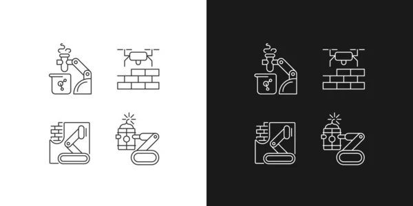 Automation Different Industries Linear Icons Set Dark Light Mode Lab — Stock Vector
