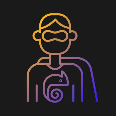 Karanlık tema için uyumluluk eğrisi vektör simgesi. Değişimle başa çıkabilme yeteneği. Esneklik, adaptasyon. Öğren, dönüştür. İnce çizgi renk sembolü. Modern tarz pictogram. Vektör izole çizimi