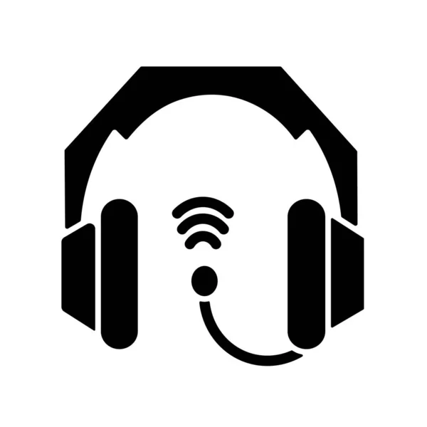 Παιχνίδι Headset Μαύρο Glyph Εικονίδιο Ακουστικά Και Κιτ Μικροφώνου Αθλητικός — Διανυσματικό Αρχείο