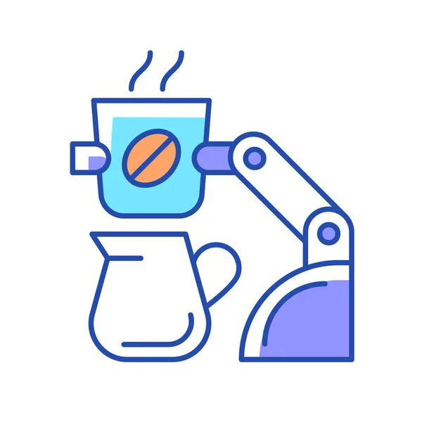 Kaffe Gör Robot Rgb Färg Ikon Robotbarista Automatiserade Drycker Som — Stock vektor