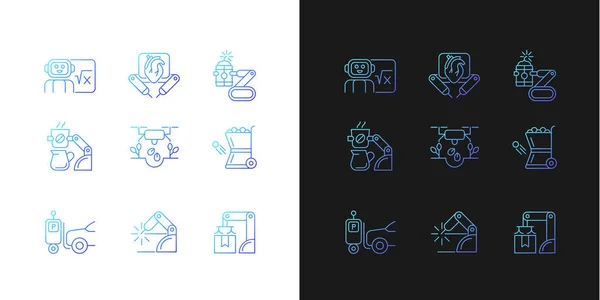 Leading Technologies Gradient Icons Set Dark Light Mode Industrial Automation — Stock Vector
