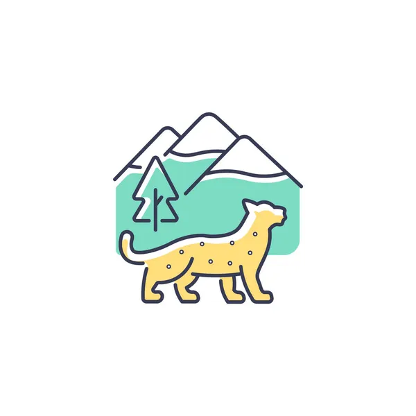 Kar Leoparı Rgb Renk Simgesi Nepal Dağında Yaşayan Vahşi Bir — Stok Vektör