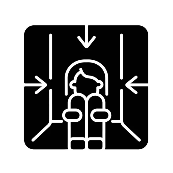 Claustrofobia Icono Glifo Negro Miedo Los Espacios Cerrados Como Desencadenante — Archivo Imágenes Vectoriales