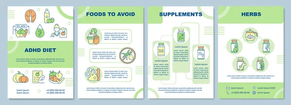 Adhd Πρότυπο Φυλλάδιο Δίαιτα Τρόφιμα Για Αποφευχθεί Έλλειψη Προσοχής Φλάιερ — Διανυσματικό Αρχείο
