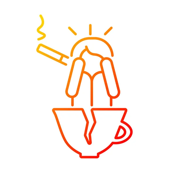 Koffie Nicotine Als Paniek Activeert Gradiënt Lineaire Vector Pictogram Sigaretten — Stockvector