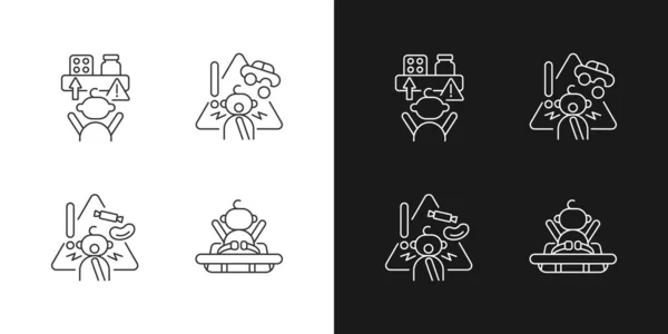 Lineare Symbole Zur Verhinderung Von Vergiftungen Und Erstickung Setzen Auf — Stockvektor