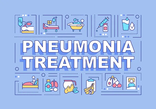 Pneumonia Treatment Word Concepts Banner Medication Diet Infographics Linear Icons — Stock Vector