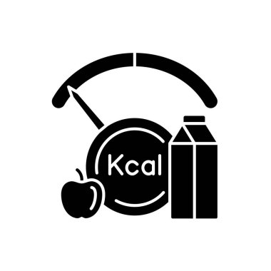 Yetersiz kalori tüketimi siyah kabartma simgesi. Yetersiz besin tüketimi sağlık sorununa yol açar. Açlık ve yoksulluk. Beyaz uzayda siluet sembolü. Vektör izole illüstrasyonu