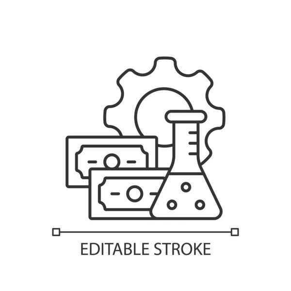 Investeringen Geneesmiddel Ontwikkeling Lineair Pictogram Financiële Steun Financiering Van Klinische — Stockvector