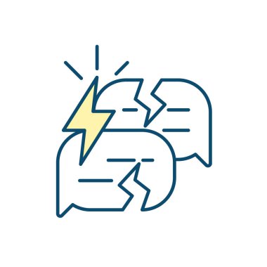 Zayıf iletişim yetenekleri RGB renk simgesi. İlişki çöküntüsü. Kişiler arası çatışma. Duygusal yakınlık eksikliği. Yüzleşme. İzole vektör çizimi. Basit doldurulmuş çizgi çizimi