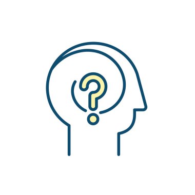 Dalgınlık RGB renk simgesi. Bilişsel sorun. Unutkan davranışlar sergiliyorsun. Nörobilişsel bozukluk. Delice hastalıklar. İzole vektör çizimi. Basit doldurulmuş çizgi çizimi