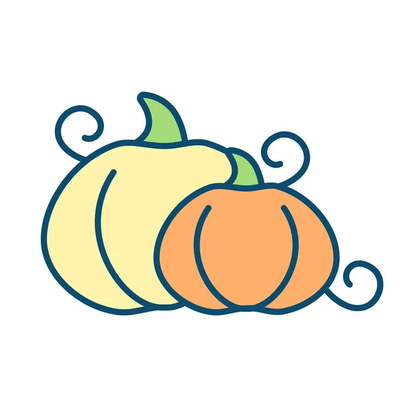 Pumpkins Rgb Color Icon Nutritious Orange Vegetable Ripe Pumpkin Carving — Stock Vector