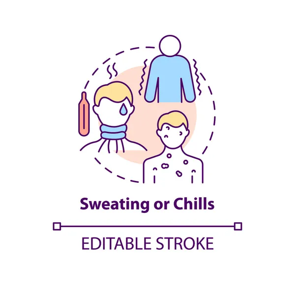 Sweating Chills Concept Icon Pneumonia Symptom Abstract Idea Thin Line — Stock Vector