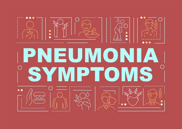 Pneumonia Signs Red Word Concepts Banner Lung Inflammation Symptoms Infographics — Stock Vector