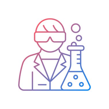 Tıbbi araştırmacı gradyan doğrusal vektör simgesi. Biyomedikal bilim adamı. Hastalıkları tedavi etmek için yöntemler geliştirin. İnce çizgi renk sembolü. Modern tarz pictogram. Vektör izole çizimi