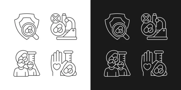 Lineare Symbole Für Die Klinische Forschungseinrichtung Für Den Dunklen Und — Stockvektor