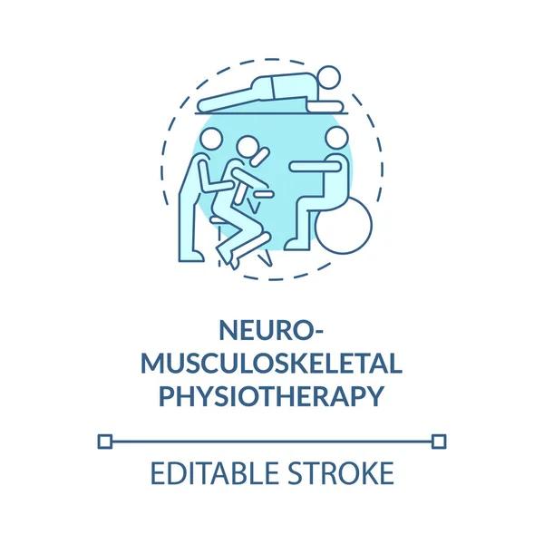 Neuro Musculo Squelettique Physiothérapie Icône Concept Bleu Réadaptation Physique Thérapeute — Image vectorielle