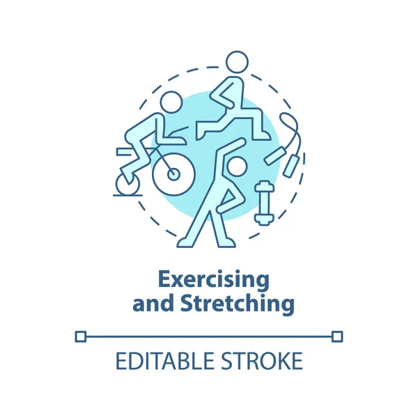 Oefenen Uitrekken Blauw Concept Icoon Werk Aan Lichamelijke Rehabilitatie Fysiotherapie — Stockvector