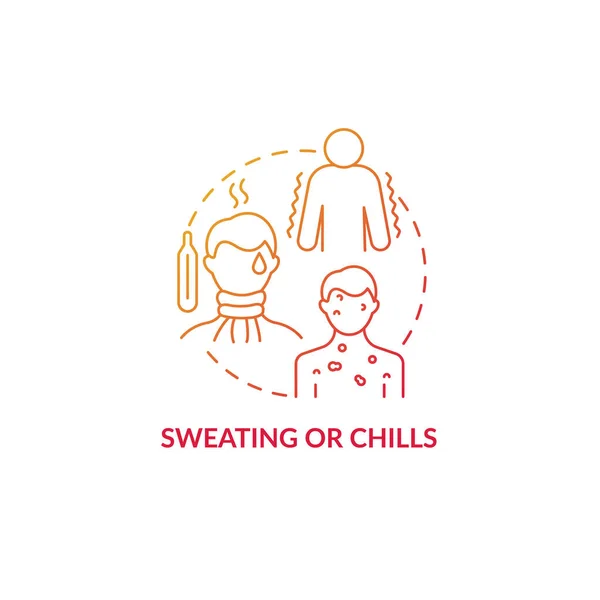 Sweating Chills Red Gradient Concept Icon Pneumonie Symptôme Idée Abstraite — Image vectorielle