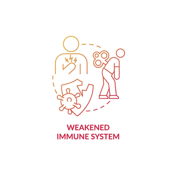 Icono Concepto Gradiente Rojo Del Sistema Inmunitario Debilitado Factor Neumonía — Vector de stock