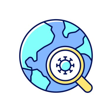 Epidemiyolojik deneyler RGB renk simgesi. Salgın araştırması. Kontrol sağlık sorunları. Nüfus sağlığı değerlendirmesi. Epidemiyoloji. İzole vektör çizimi. Basit doldurulmuş çizgi çizimi