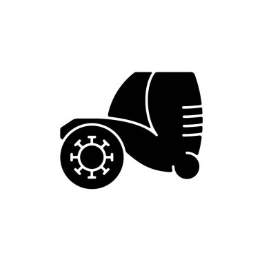 Septik eklem iltihabı siyah kabartma simgesi. Eklem enfeksiyonu. Dirsek ağrısı. Mikroorganizmaların yol açtığı hastalıklar. Mikroplar kan dolaşımına yayılıyor. Beyaz uzayda siluet sembolü. Vektör izole illüstrasyonu