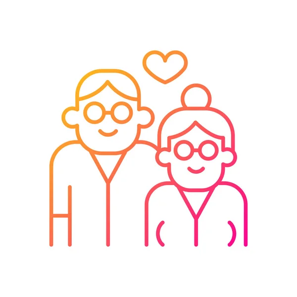 Elderly Couple Love Gradient Linear Vector Icon Everlasting Love Married — Stock Vector